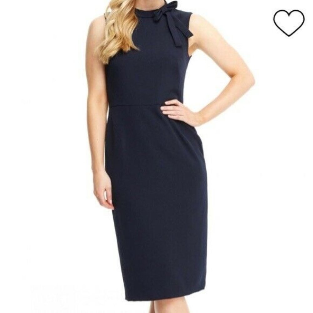 NWT Maggy London Black Sheath Dress with Neck Bow